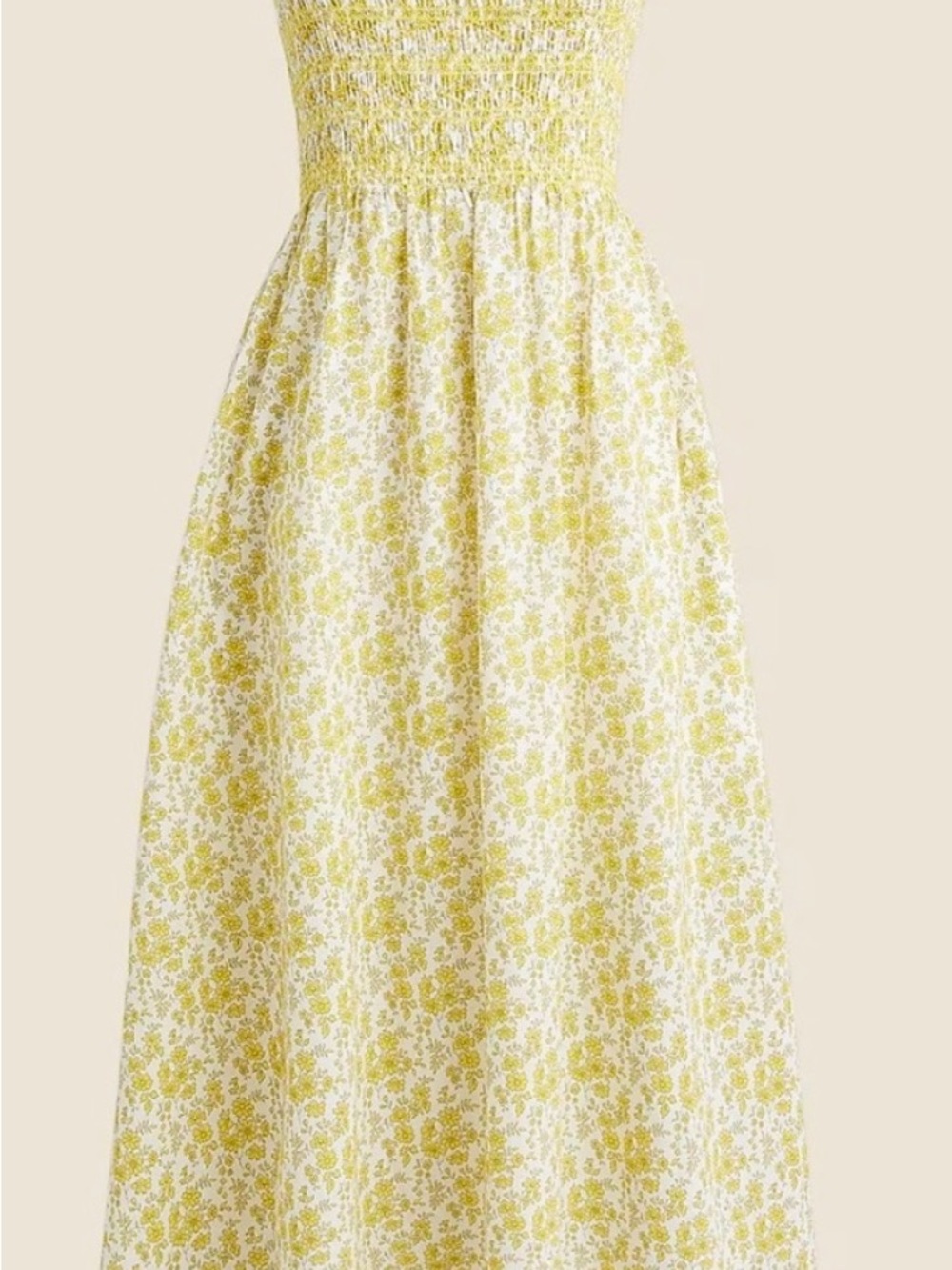 J. Crew Yellow Floral Smocked Midi Dress - Picture 2 of 6